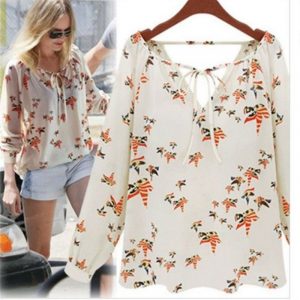 Blusa Bata Bege Estampada