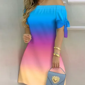 Vestido Ombro a Ombro Listrado