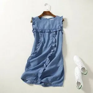 Vestido Curto Fluido Jeans