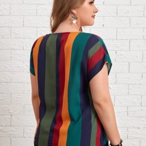 Blusa Listras Coloridas Plus Size