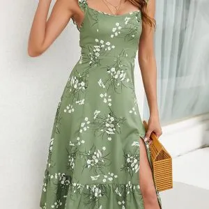 Vestido Floral Boho Verde