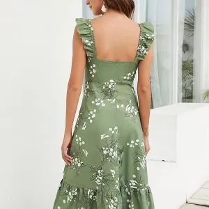 Vestido Floral Boho Verde