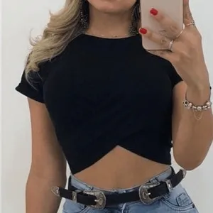 Blusa Cropped Cruzado com Bojo
