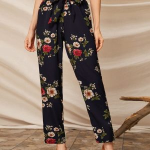 Calça Floral Cós Alto