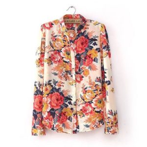 Camisa de Chiffon Floral
