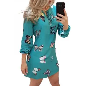 Vestido Borboleta Manga Lanterna