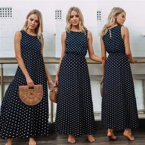 Vestido Maxi Poá Acinturado