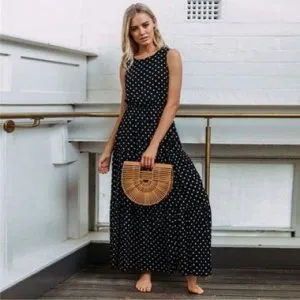 Vestido Maxi Poá Acinturado