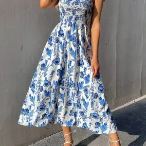 Vestido Midi Blue Flower