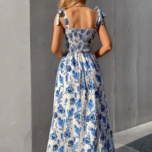 Vestido Midi Blue Flower