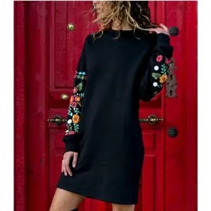 Vestido Curto Manga Floral