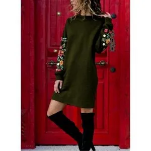 Vestido Curto Manga Floral