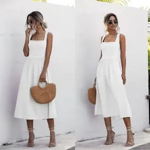 Vestido Midi Decote Quadrado