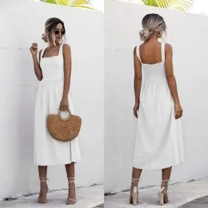 Vestido Midi Decote Quadrado