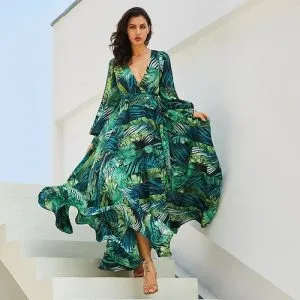 Vestido Longo Verde Tropical