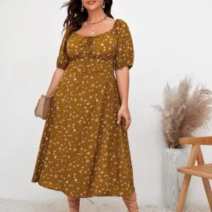 Vestido Midi Floral Plus Size