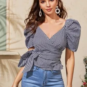 Blusa Vichy Transpasse e Manga Princesa
